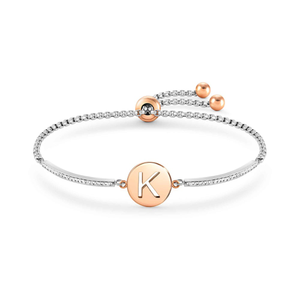 Milleluci Rose Gold Plated Stainless Steel Letter K Bracelet
