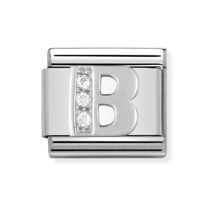 Classic Silver & CZ Letter B Charm