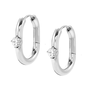 Chains Of Style Silver CZ Hoop Earrings