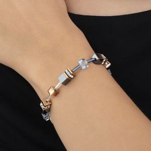 Iconic GEOCUBE Haematite Bracelet Grey & Rose