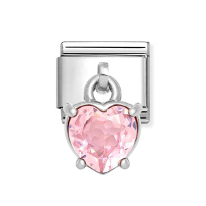 Classic Silver Pink Zirconia Heart Pendant Charm