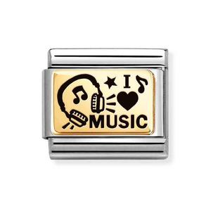 Classic Gold I Love Music Charm