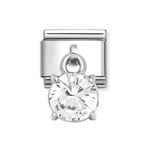 Classic Silver Zirconia Round Pendant Charm