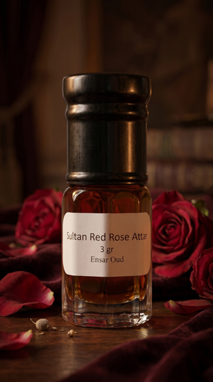 Sultan Red Rose Attar - 2.5 gr Sturdy Glass Bottle