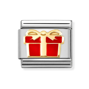 Classic Gold Red Gift Box Charm
