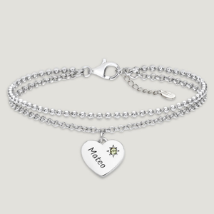 CANDY Love Silver & Peridot Heart Bracelet