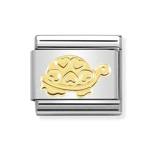 Classic Gold Turtle with Hearts Charm