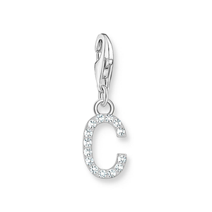 Classic Silver Zirconia Letter C Charm