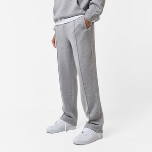 Open Hem Pleated Jogger | Mid Grey Marl