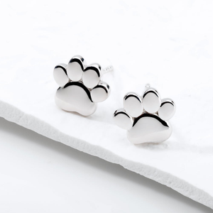 Signature Silver Paw Stud Earrings