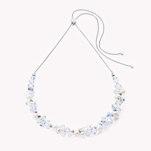 Elegance Crystals Sliding Necklace Freshwater Pearl