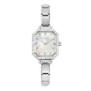 Classic Paris Rectangular White Mother of Pearl CZ Watch