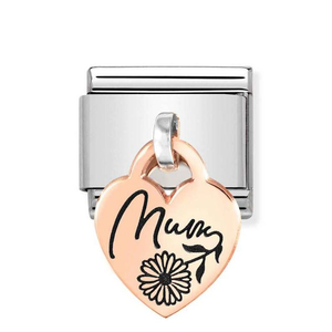 Classic Rose Gold Mum Flower Heart Pendant Charm