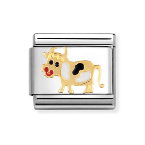 Classic Gold & Enamel Cow Charm