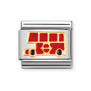 Classic Gold & Red Double Decker Bus Charm