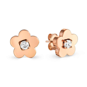 My Sophie Steel Rose Gold Plated Flower CZ Stud Earrings