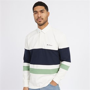 Ben Sherman Mens Chest Stripe Rugby Sweatshirt Snow White