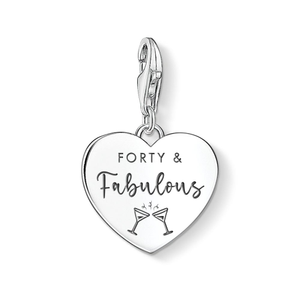 Classic Silver Forty & Fabulous Heart Charm