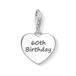Classic 60th Birthday Silver Heart Charm