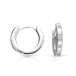 Signature Silver Mini CZ Star Huggie Hoop Earrings