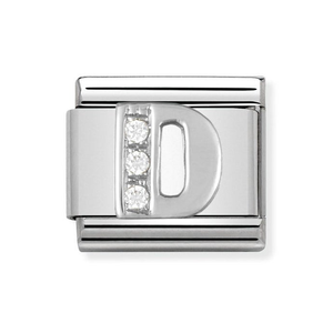 Classic Silver & CZ Letter D Charm