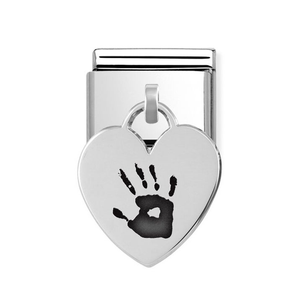 Classic Silver Heart Handprint/Footprint Engraving Pendant Charm