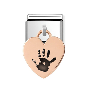 Classic Rose Gold Heart Handprint/Footprint Engraving Pendant Charm