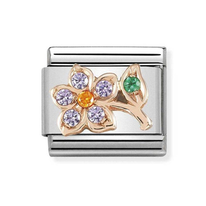 Classic Rose Gold Flower with Stem Charm