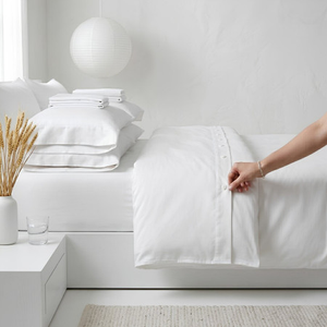 400TC Sateen 100% Cotton Buttoned Duvet Cover Sets