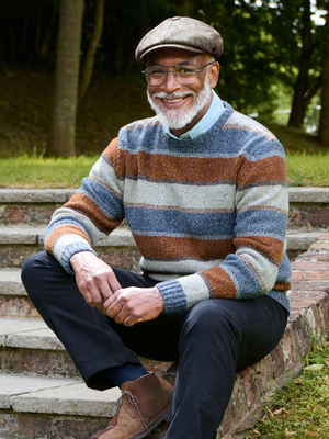 Blue Striped Knitted Jumper