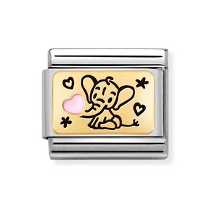 Classic Gold Pink Elephant Charm