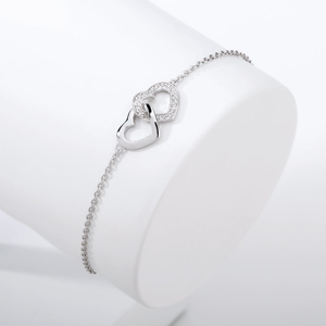 Signature Silver Double Hearts CZ Bracelet