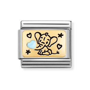 Classic Gold Blue Elephant Charm