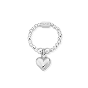 Silver Mini Puffed Heart Ring