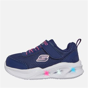 SKECHERS Infant Girls Solar Glow Lights Trainers Navy
