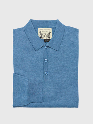 Blue Knitted Polo Jumper