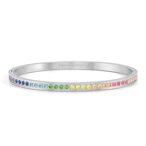 Pretty Stainless Steel Multicoloured CZ Bangle