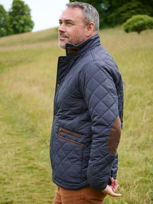 Navy Blue Quilted Coat