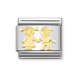 Classic Gold Sister and Brother Charm