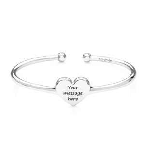 Signature Engravable Heart Torque Bangle