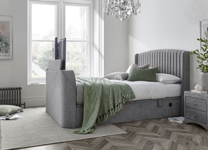 Essence Ottoman Storage TV Bed in Grey Fabric