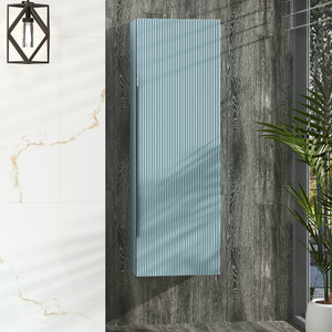 Evora 1200 x 400mm Powder Blue Single Door Chrome Handle Wall Hung Tall Unit