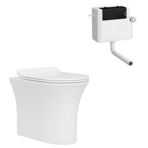 Breeze Rimless Back to Wall Toilet Pan and Slim Soft Close Seat with Concealed Cistern