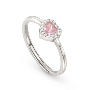 All My Love Silver Pink CZ Heart Ring
