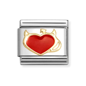 Classic Gold Devil Red Heart Charm