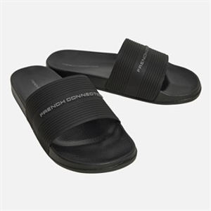 French Connection Mens Strap Sliders Black