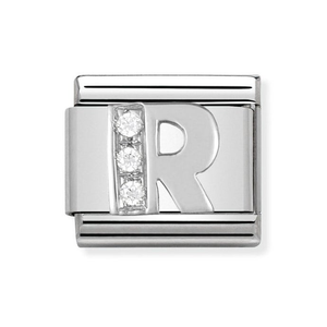 Classic Silver & CZ Letter R Charm