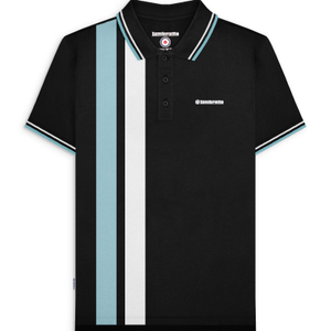 Lambretta Mens Vertical Stripe Short Sleeve Polo Shirt - XL / Black
