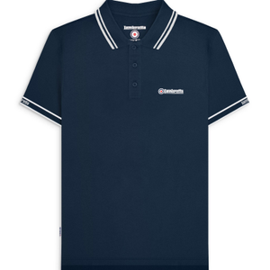 Lambretta Mens Branded Sleeve Short Sleeve Polo Shirt - M / Navy