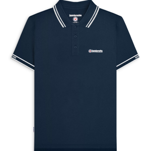 Lambretta Mens Branded Sleeve Short Sleeve Polo Shirt - L / Navy